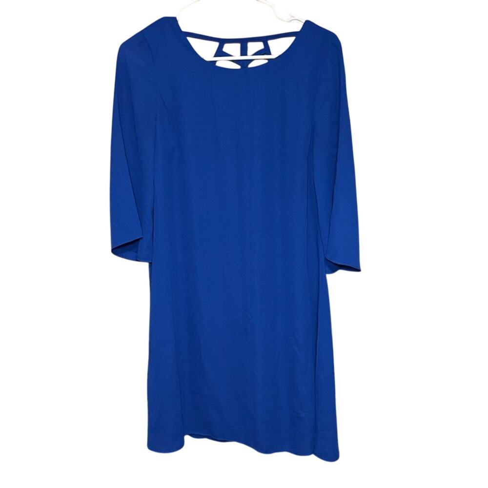 Apt 9 Royal Blue Shift Dress Size 4 3/4 Sleeve Cutout Back Career Cocktail
